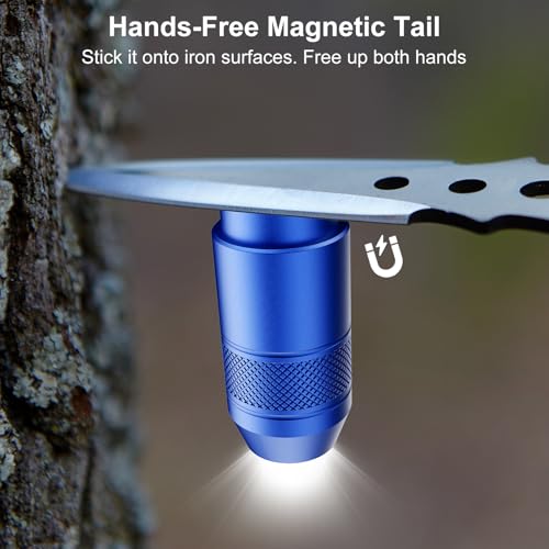 Image of Mini Keychain Flashlight - Instant On Pull to Light, 100 Lumens Tiny EDC Flash Light, USB-C Rechargeable Micro LED Torch, Waterproof IPX6, for Everyday Carry, Emergency & Outdoor Use (Blue)