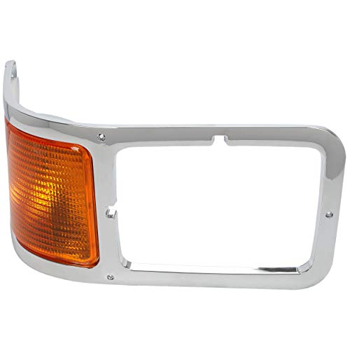 Ecotric Passenger Side Corner Signal Lights Lens W/Headlight Bezel Compatible With 2000-2015 Ford F650 F750 Right Replacement For Fo2521196 & Yc3Z13200Aa #TOP1