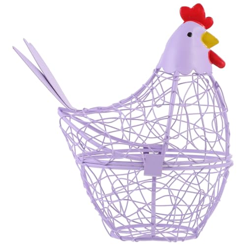 HOLIDYOYO Canasta De Huevos De Hierro En Forma De Gallina Para Cocina Almacenamiento Funcional Y Decorativo Para Encimeras 7.1X5.9X3.9 Pulgadas