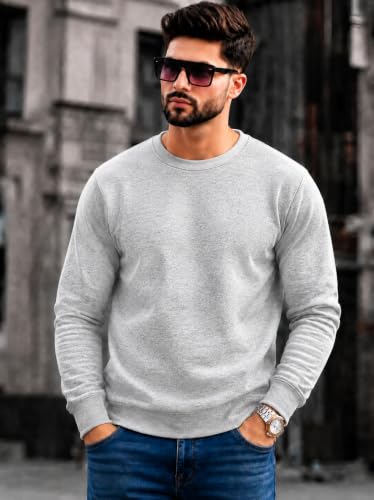 Image of Mack Jonney Men's Solid Winter Sweatshirt|Soft Fleece Fabric Full Sleeve Round Neck Sweatshirt|Stylish Casual Wear for Men-mj-281