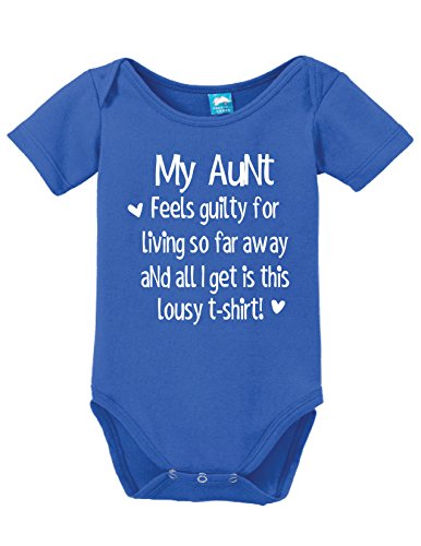 Sod Uniforms My Aunt Feels Guilty Printed Infant Bodysuit Baby Romper Royal 6-12 Month