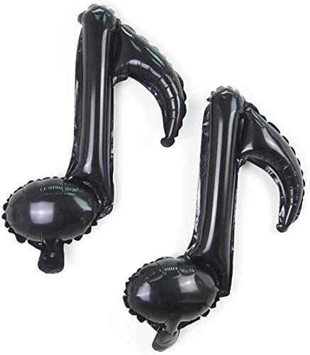 14" Black Music Note Foil Balloons Party Decorations Birthday Balloons Tik Tok Party Decorations Baby Shower Decorations For Boys Or Girls(16Th 8Th Notes) 6Pcs #TOP5