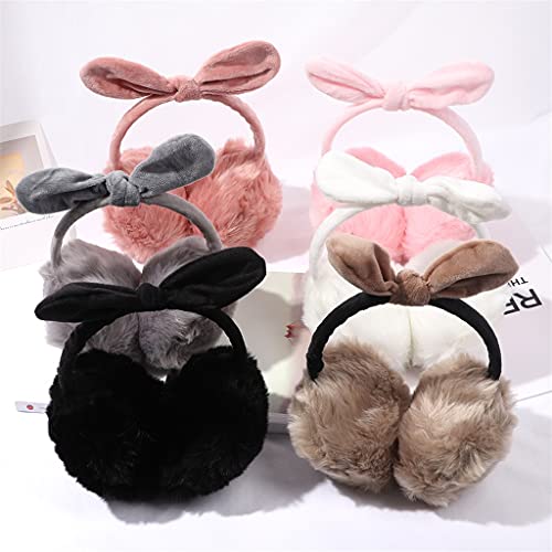 Hldeth Women Winter Warm Earmuffs Bowknot Fluffy Earflap Thick Headband Outdoor Cold Protection Adjustable Ear Warmers (Color : B, Size : One Size) #TOP1