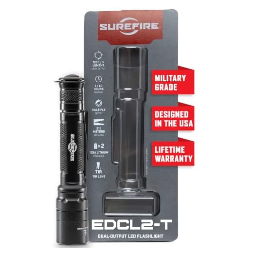 SureFire EDCL2-T Handhelds/Everyday Carry Light, Black, 1,200 Lumen, Pack of 1
