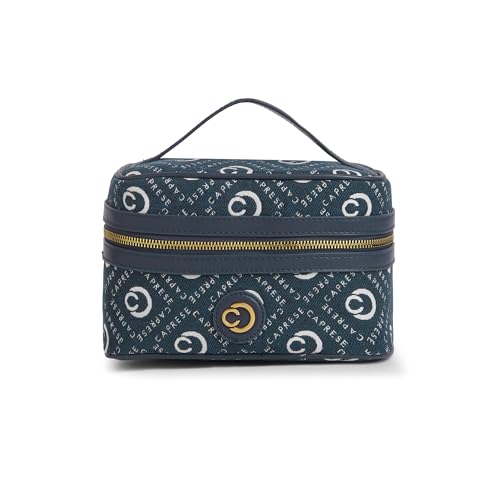 Image of Caprese Florida Small Vanity Bag for Women | Elegant & Classic Design with Spacious Storage for Jewelry, Makeup, Necklaces, Rings & More | Perfect for Travel & Special Occasions (Navy)