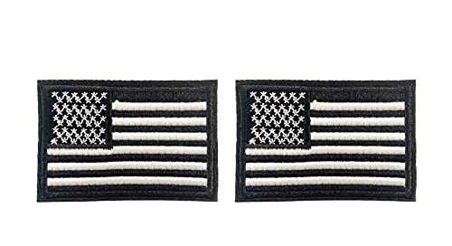 American Flag,Black White,USA Biker Shoulder 3x2 inches Embroidered Iron on Patch Motocycle patches