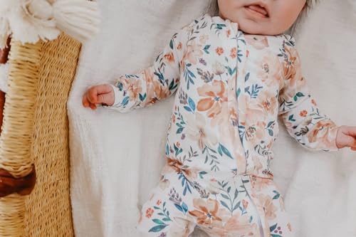 Image of Copper Pearl Zip-Up Footie Baby Pajamas - Soft Newborn Onesies for Boys & Girls, Tag-Free with Two-Way Zipper Baby Sleepers for Newborn - 24 Months, Autumn