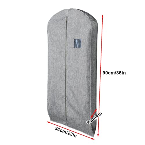 Oxford Garment Bags for Hanging Clothes, Garmet bag with Clear Window Zippered for Hanging Clothes, Suit, Coats, Jackets(Gray,58x90x9cm/23x35x4in)2