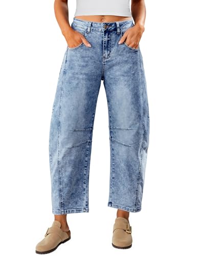 Vetinee Barrel Jeans Plus Size Jeans Reef Blue Size XX-Large Fits UK Size 24 - UK Size 26