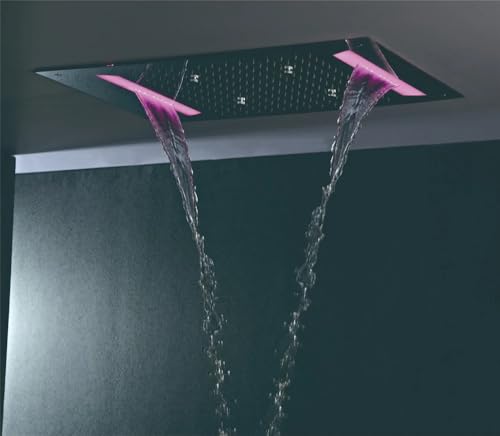 Image of Aquieen 3 inlet rain and mist shower SS304 Ceiling Shower (26 inch X 24 inch Rain + Waterfall + MIst + LED)