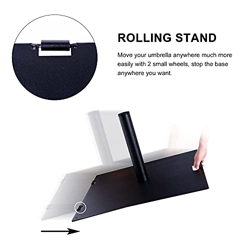 Sundale Umbrella Stand Outdoor 42 Lbs Movable Rolling Heavy Duty Square Steel Plate Stand, Updated Patio Umbrella Base, Black #TOP6