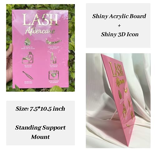 Lash Extension Aftercare Acrylic Advice Sign for Lash Room Decor Eyelash Extension Business Essentialb Lash Tech Must Haves(7.5 * 10.5) — view 5