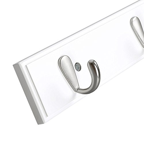 Wall-Mounted Heavy Duty Coat Hooks, 100% Natural Bamboo Coat Rack, Towel Bag Key Holder Hanger Hook Rack For Entryway Bathroom (White, 4 Hooks) #TOP6