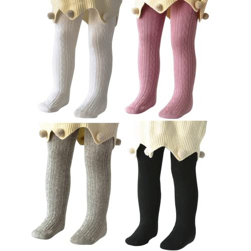 Century Star Tights For Girls Baby Tights Thick Girls Tights Newborn Tights Baby Leggings Baby Girl Winter Clothes 4 Pairs White Black Grey Purple 6-12 Months #TOP12