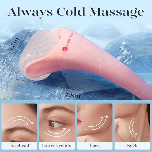 BAIMEI IcyMe Ice Roller for Face and Gua Sha Facial Tool Set, Ice Face Roller Reduces Puffiness Relieves Migraines Skin Care Tools, Self Care for Women - Pink - Image 6