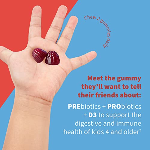 Image of Garden of Life Dr Formulated 5 Billion CFU Prebiotic Fiber, Probiotic and Vitamin D3 for Kids Digestive & Immune Health - Gluten Free,Non GMO,No Added Sugars, Strawberry Flavor,60 Gummies,(Pack of 2)