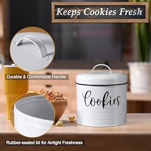 Farmhouse Cookie Jar for Kitchen Counter, 1 Gallon Vintage Cookie Jar with Airtight Lid, Large Food Storage Container for Candy, Cookies, Dessert, Rustic Kitchen Decor and Accessories Farmhouse Cookie Jar for Kitchen Counter 1 Gallon Vintage Cookie Jar with Airtight Lid Large Food Storage Container for Candy Cookies Dessert Rustic Kitchen Decor and Accessories