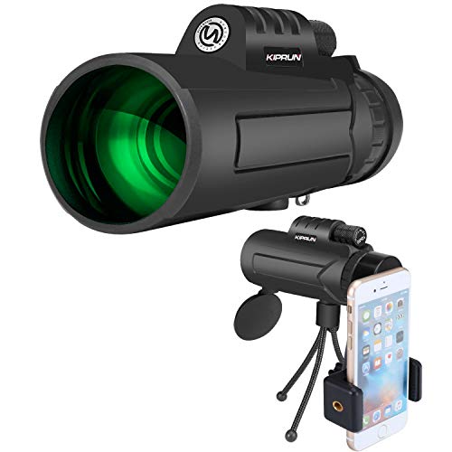 KIPRUN Monocular Telescope,12x50 High Powered Monocular Scope with Phone Adapter and Tripod, Waterproof BAK4 Prism FMC Lens.Single Hand Focus for Outdoor, Bird Watching, Hunting, Camping, Travel.
