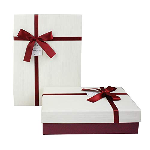 Boîte cadeau avec couvercle crème pour grand emballage anniversaire et mariage