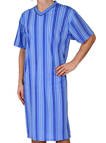 Classic  Herrennachthemd, kurzarm, 100% Baumwolle, Hellblau ,  3XL
