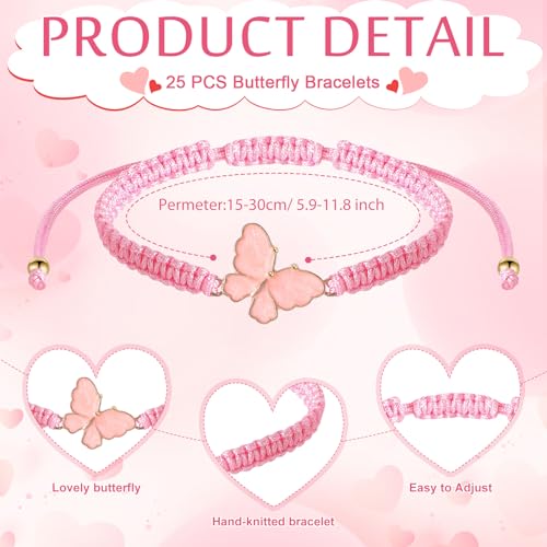 Image of Wenqik 25 Sets Quinceanera Party Favors for Guests Sweet 15th Butterfly Adjustable Bracelets with Thank You Cards Organza Bag 15 Years Birthday Religious Gifts for Guests Party Favor