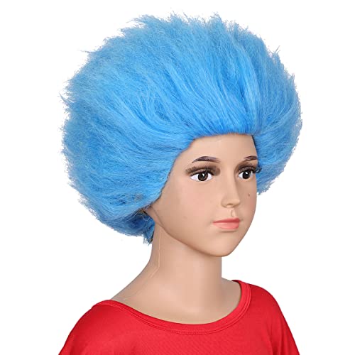 Fantalook Short Blue Fluffy Cosplay Wig For Funny Costume For Halloween thumb #2