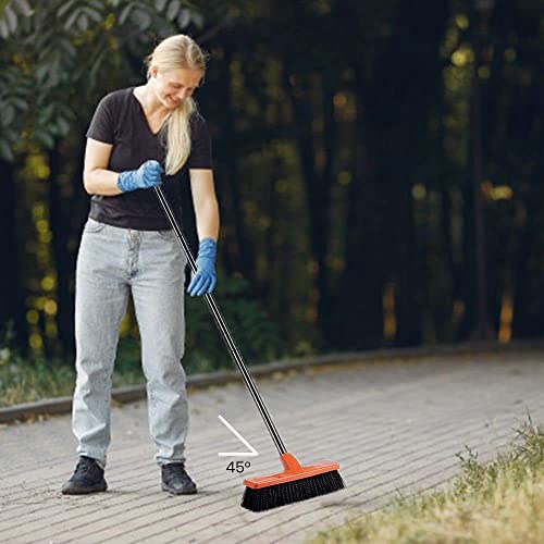 Small Multi-Surface Push Broom For Outdoor,Indoor Sweeping - 50"-59" Telescopic Handle - 12" Wide Bristles #TOP4