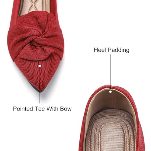 Image of HIULYCENCE Flats for Womens Pointed Toe Ballet Flats with Bow Comfortable Knit Dressy Flats