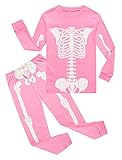 Family Feeling Skeleton Halloween Pajamas Little Boys Girls Glow in the Dark Skeleton Long Sleeve Kids Pjs Pink Size 7