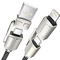 RAVIAD Multi Cavo di Ricarica [1M] 4 in 1 Multiplo Cavetto 60W PD con USB C/USB A a Lightning, USB C/USB A a USB C interfaccia Cavo USB di Ricarica per Google Pixel, Samsung Galaxy, iPhone, Honor