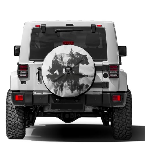 Image of Delerain Bear and Tree Spare Tire Cover with Backup Camera Hole Wheel Protectors Sun Protector Waterproof for Trailer RV SUV Truck and Many Vehicle(16 Inch for Diameter 29 inch-31 inch)