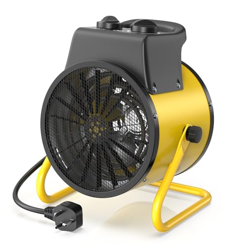 DAHTEC 2000W Electric Space Fan Heater - ECO Energy Efficient - Portable Heaters - Adjustable Angle & Overheat Protection - Ideal for Construction Site, Garage, Greenhouse