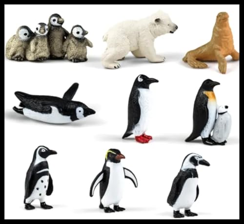 Image of Small Kids Sea & Wild Animal Toys Sets for Fun, Educational, Spark Imagination and Learning (Multi Choice Sets) (Penguins) 9pcs