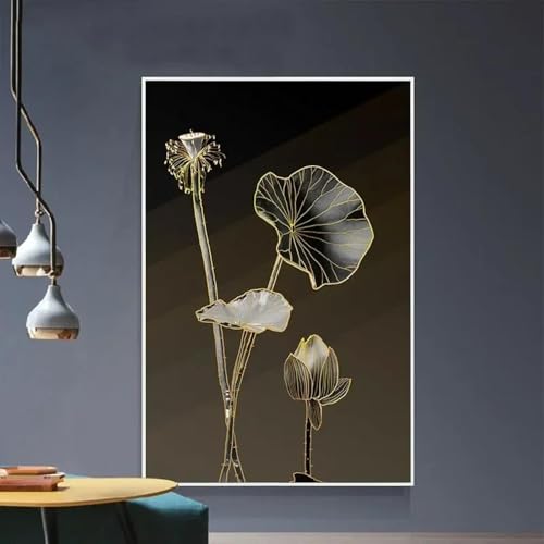 Décoration d'intérieur salon originale : triptyque lotus sur toile - 4