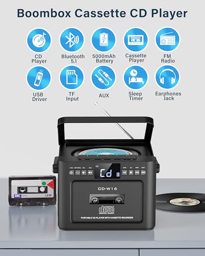 Greadio GB-W16 Rechargeable Cd Player Boombox thumb #1