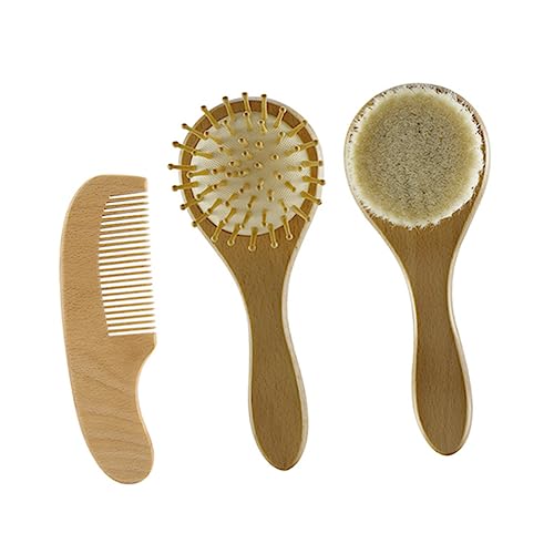 VINTORKY Infant Massage Comb Set Newborn Hair Brush Wooden Hair Brush Comb for Cradle Cap
