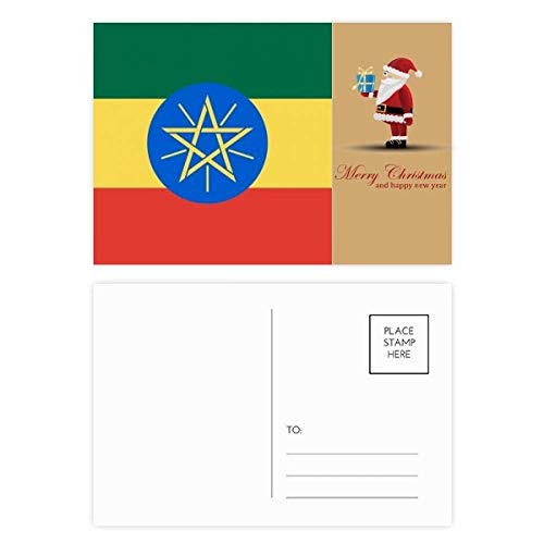 Cartes postales drapeau Éthiopie pays Afrique Père Noël lot de 20 à offrir aux proches