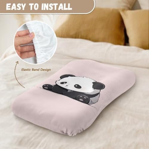 Image of ZOUTAIRONG Cute Panda Bassinet Sheet Stretchy Bassinet Sheets Bassinet Crib Sheets Set Fitted for Baby Boy and Girl Comfort Fitted for Oval Rectangle Hourglass Bassinet Pad Pink