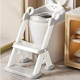 PandaEar Toilet Potty Training Seat with Step Stool Ladder, Comfortable Safe Potty Seat with Anti-Slip Pads Ladder & Bear Design for Kids Boys Toddlers -Grey