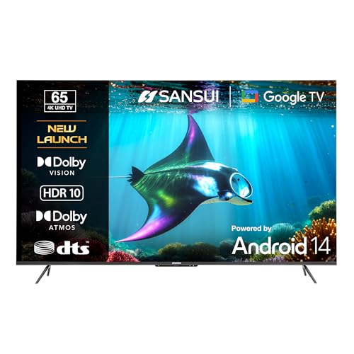 Image of SANSUI 165cm (65) 4K Ultra HD Smart Google TV with Dolby Vision, HDR 10, Dolby Atmos, DTS, Surround Sound, Filmmaker Mode, Far-Field Voice Interaction JSW65GSUHDFF (Black)