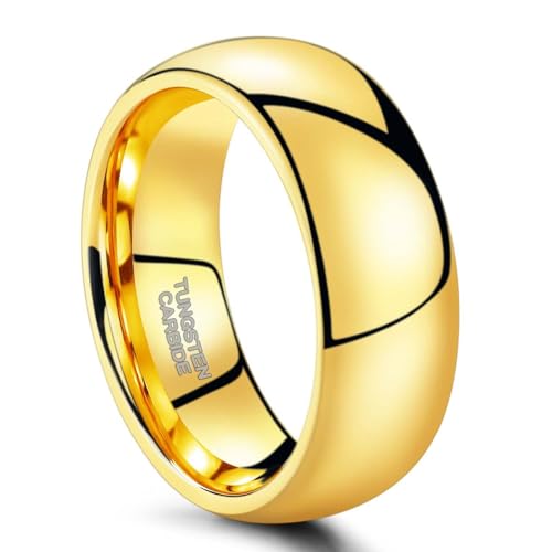 Bague en acier au tungstène pour homme, alliance bombée polie d'une résistance extrême
