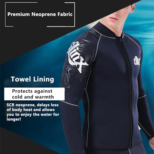 Camiseta de neopreno 3/5mm para hombre y mujer, chaqueta de manga larga con cierre frontal, mantiene el calor para buceo, surf y kayak miniatura 3