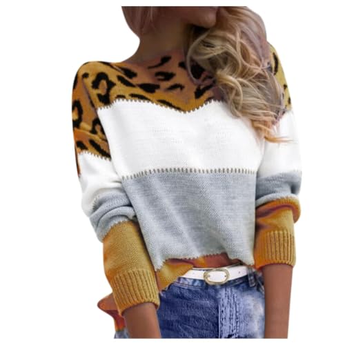 Suéteres de invierno para mujer con diseño de leopardo para looks casuales
