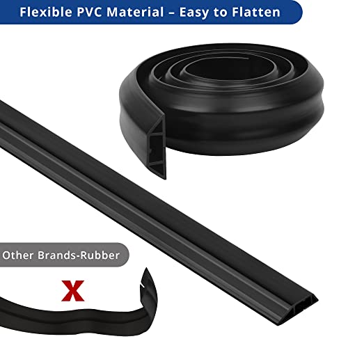 Zhiyo Floor Cord Cover 4Ft, Heavy Duty Extension Cord Covers For Floor, Prevent Cable Trips & Protect Wires, Black Cord Hider Floor - Cord Cavity - 0.86" (W) X 0.39" (H) #TOP1