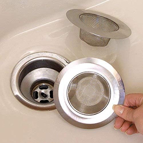 EKRON Sink Strainer Basket Set of 3pcs Stainless Steel β Rust-Free Mesh Drain Protector Jali for Kitchen, Bathroom & Shower | Anti-Clog Filter Stopper for Hair & Food Waste CH-423