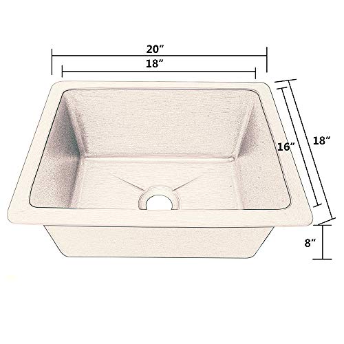 Sinda 20"X18"X8" Pure Copper Handmade Single Bowl Bar Prep Sink With 0-Hole And One Basket Strainer, Beehive Hammered-Oil Rubbed Bronze, Bs-Bo201808 #TOP4
