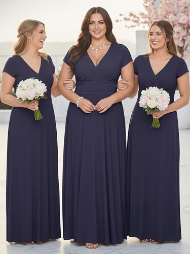 Image of KOH KOH Womens Sexy Cap Short Sleeve V-Neck Flowy Cocktail Gown