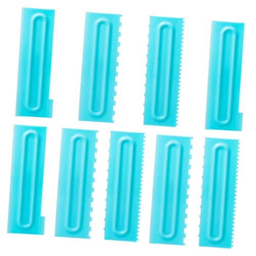PRETYZOOM 9 Pièces Cake Baking Scraper Set PP Bleu Outils de Décoration et Lissage de Crème Au Beurre Râpe et Lisseur pour Fondant et Glaçage Accessoires de Pâtisserie Ergonomiques