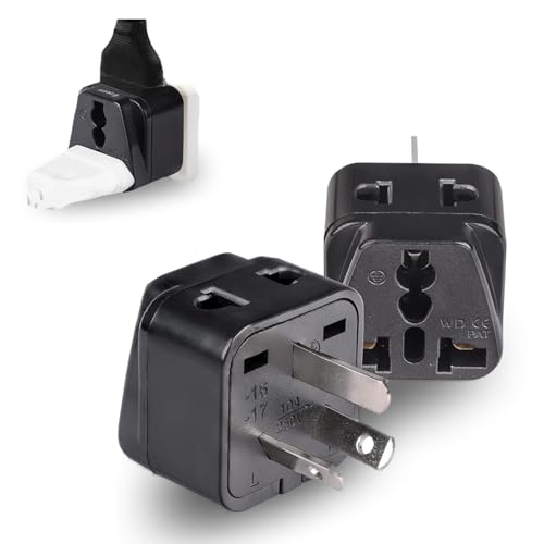 Image of OREI India Australia Plug Converter, India to China, Australia, New Zealand - Type I - 2 in 1 - Perfect for Laptop, Camera Chargers - CE - RoHS - 2 Pack - Black - 5 Years Warranty