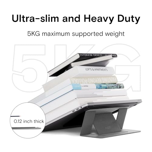 MOFT Laptop Stand for Desk, Adhesive Laptop Stand with 2 Adjustable Viewing Angles, Foldable and Portable Computer Stand Compatible with MacBook Air, MacBook Pro 11"-16", Jean Gray